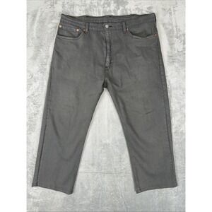 Levis 505 Regular Fit Denim Gray Jeans (38x25 CUSTOM) White Tab Straight Stretch